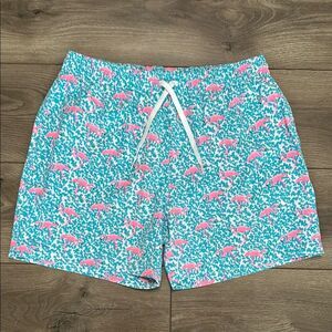 NWOT Chubbies 5.5"  Flamingo Print Swim Trunks Pink‎ Blue Size Large